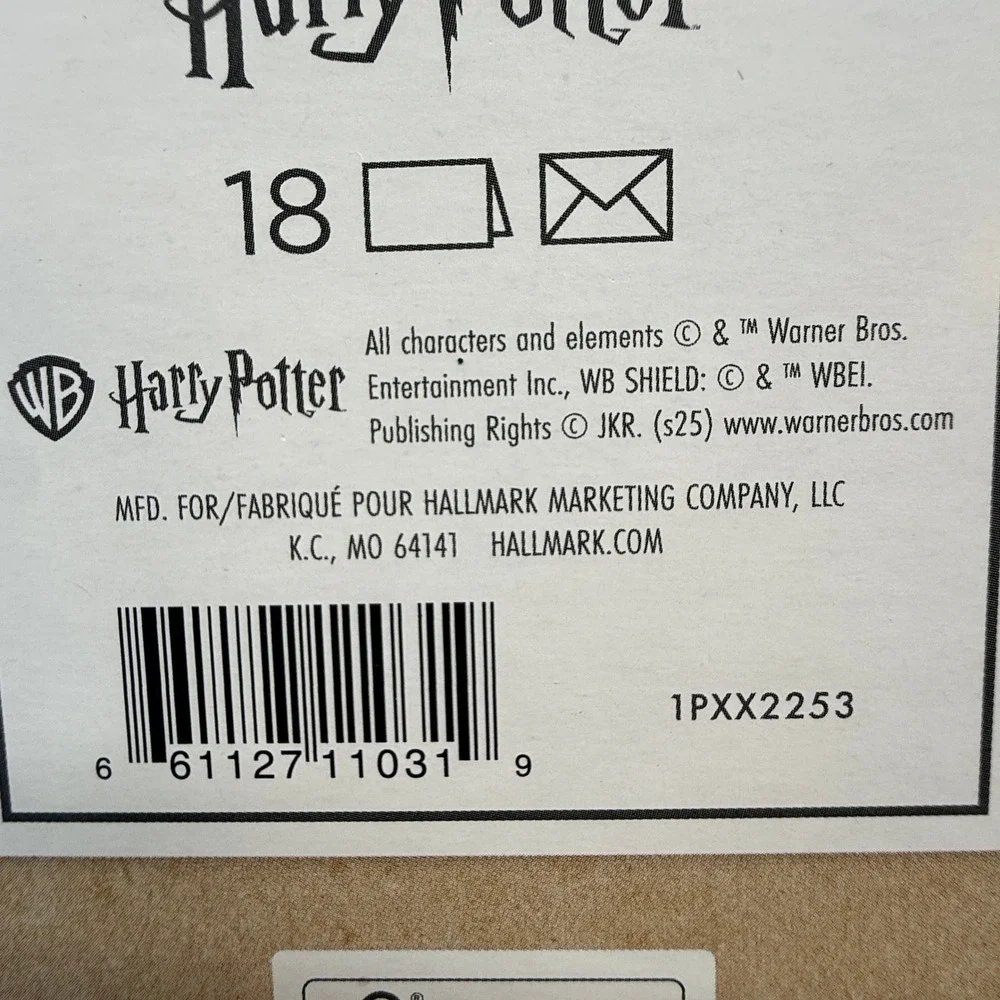Hallmark Harry Potter Christmas Cards 18 Count Blue New Hogwarts‎ Crest Holiday